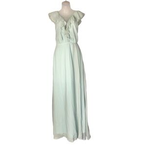 BooHoo Light Blue Chiffon Wrap Formal Maxi Dress 6